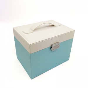 Caja de almacenamiento simple de la joyería del cuero de la PU con el regalo de boda de la cerradura