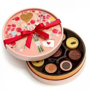 Caramelo redondo modificado para requisitos particulares de la caja de regalo del chocolate que empaqueta las cajas de papel revestido con la impresión